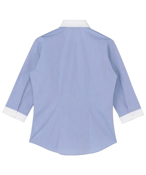 TOKYO SHIRTS（トウキョウシャツ）の「形態安定ノーアイロン クレリックレギュラー 7分袖ビジネスワイシャツ（ビジネスシャツ・レディース・ブルー・LL/L/M）」の3枚目の写真
