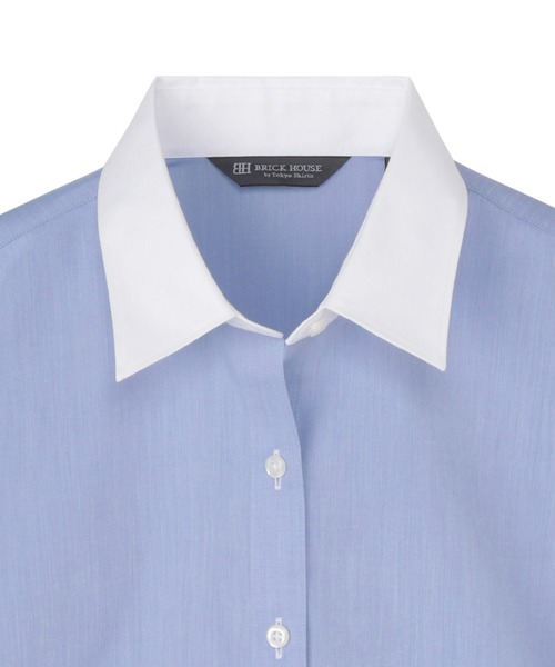 TOKYO SHIRTS（トウキョウシャツ）の「形態安定ノーアイロン クレリックレギュラー 7分袖ビジネスワイシャツ（ビジネスシャツ・レディース・ブルー・LL/L/M）」の2枚目の写真
