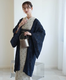utatane(ウタタネ)の羽織 レース ニコアンティーク カットジャカード・フラワー ネイビー 日本製(着物)
