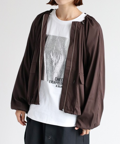 cepo（セポ）の「ネックドロストギャザージャケット（ブルゾン・レディース・ブラウン/ブラック・M）」の11枚目の写真