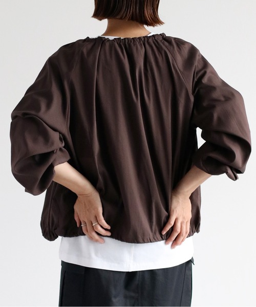 cepo（セポ）の「ネックドロストギャザージャケット（ブルゾン・レディース・ブラウン/ブラック・M）」の6枚目の写真