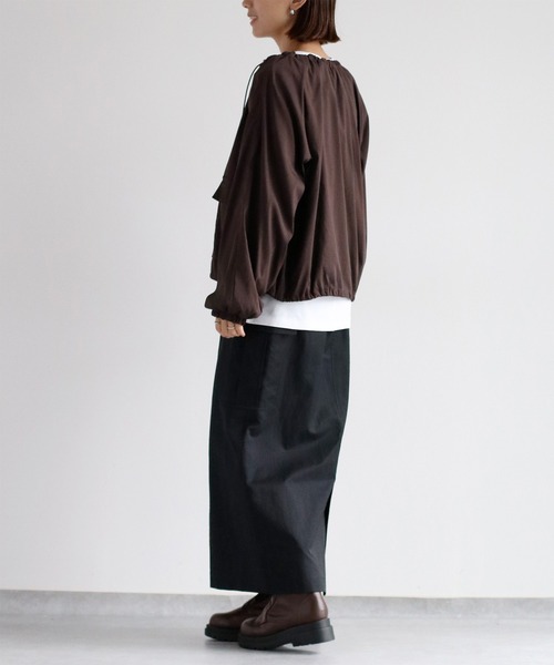 cepo（セポ）の「ネックドロストギャザージャケット（ブルゾン・レディース・ブラウン/ブラック・M）」の13枚目の写真