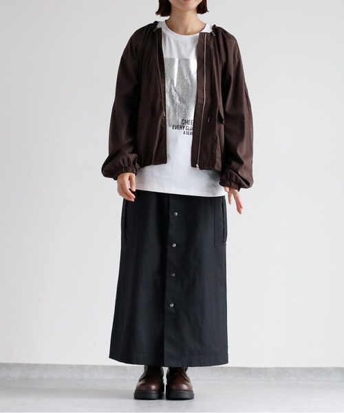 cepo（セポ）の「ネックドロストギャザージャケット（ブルゾン・レディース・ブラウン/ブラック・M）」の12枚目の写真