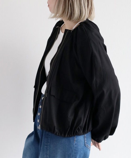 cepo（セポ）の「ネックドロストギャザージャケット（ブルゾン・レディース・ブラウン/ブラック・M）」の18枚目の写真