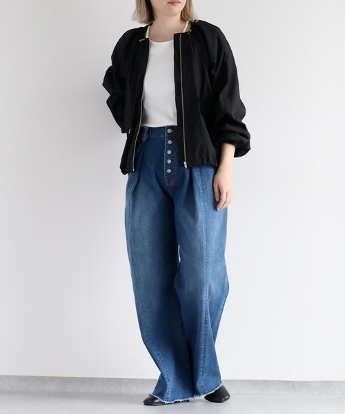 cepo（セポ）の「ネックドロストギャザージャケット（ブルゾン・レディース・ブラウン/ブラック・M）」の21枚目の写真