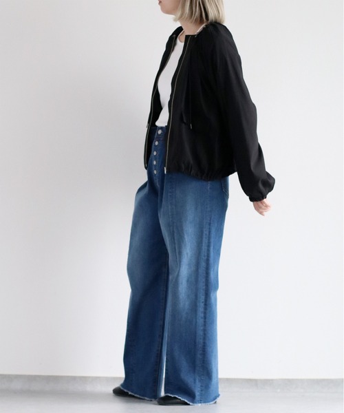 cepo（セポ）の「ネックドロストギャザージャケット（ブルゾン・レディース・ブラウン/ブラック・M）」の22枚目の写真