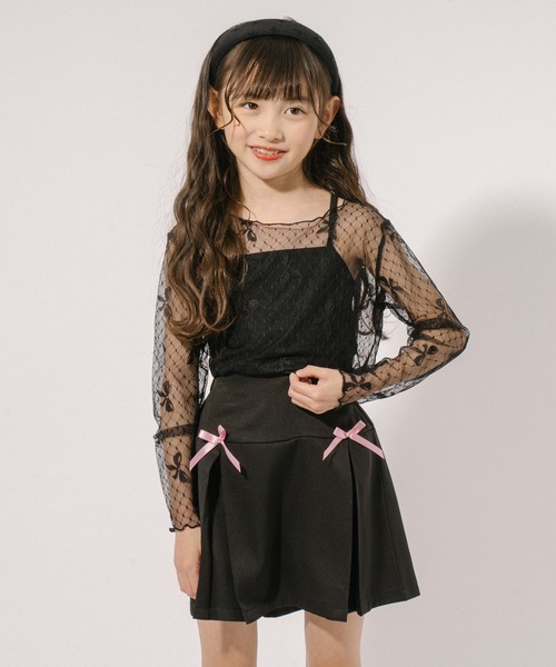 URBAN CHERRY(アーバンチェリー)の「【CHIPIE/シピ】ドットリボンレーストップス(Tシャツ/カットソー・キッズ・ピンク/ホワイト/ブラック・130cm/120cm/150cm/140cm/110cm)」の3枚目の写真