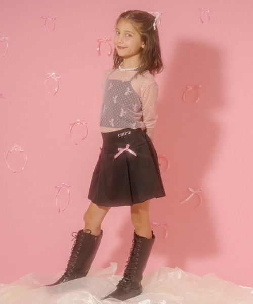 URBAN CHERRY(アーバンチェリー)の「【CHIPIE/シピ】ドットリボンレーストップス(Tシャツ/カットソー・キッズ・ピンク/ホワイト/ブラック・130cm/120cm/150cm/140cm/110cm)」の5枚目の写真