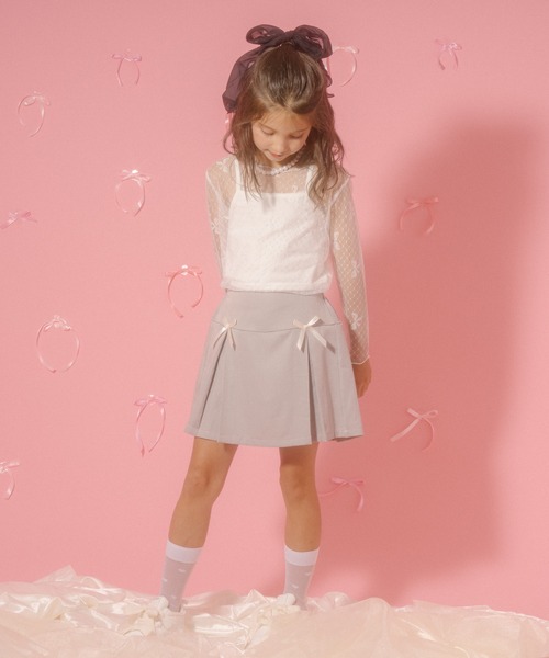 URBAN CHERRY(アーバンチェリー)の「【CHIPIE/シピ】ドットリボンレーストップス(Tシャツ/カットソー・キッズ・ピンク/ホワイト/ブラック・130cm/120cm/150cm/140cm/110cm)」の12枚目の写真