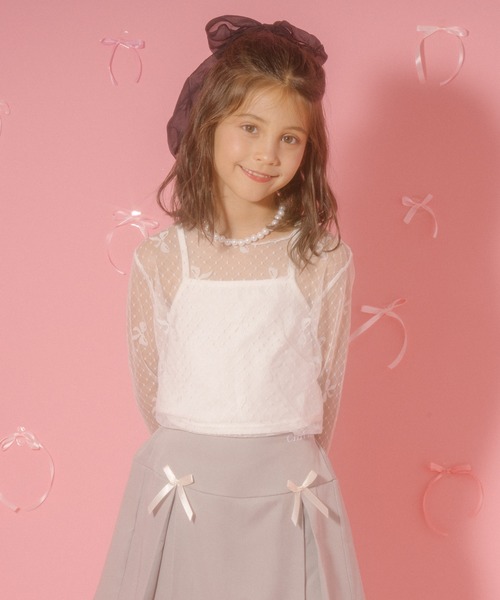 URBAN CHERRY(アーバンチェリー)の「【CHIPIE/シピ】ドットリボンレーストップス(Tシャツ/カットソー・キッズ・ピンク/ホワイト/ブラック・130cm/120cm/150cm/140cm/110cm)」の13枚目の写真