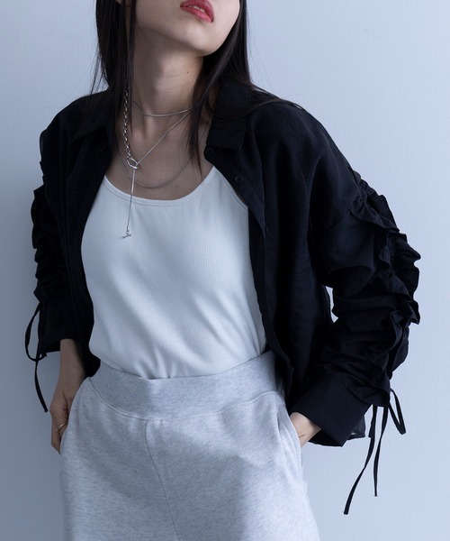 MAISON BREEZE(メゾンブリーズ)の「【MAISON BREEZE】クロスストラップ カップインリブキャミソール(キャミソール・レディース・ブラック/グレー/ホワイト/ブラウン・S/M)」の12枚目の写真