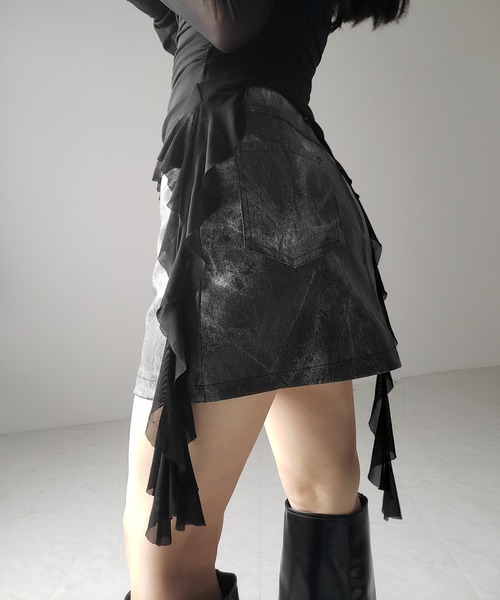 me+em select(ミームセレクト)の「※【 2color 】オフショルダーシアーフリルトップス / off shoulder sheer frill tops(その他トップス・レディース・ブラウン/ブラック・FREE)」の8枚目の写真