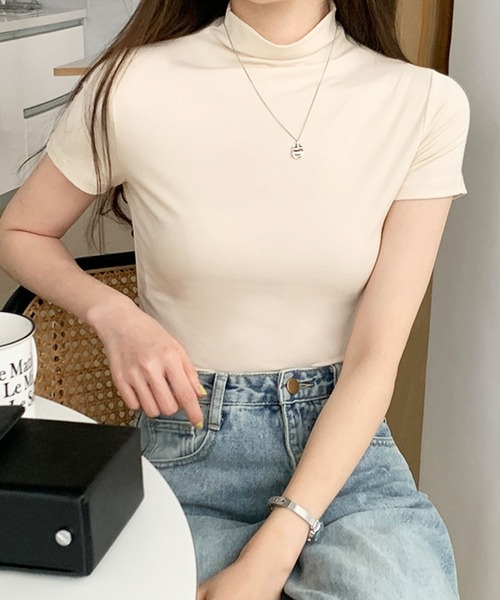 Amulet(アミュレット)の「ハイネック半袖カットソー(Tシャツ/カットソー・レディース・ホワイト/グレー/ブラック/アイボリー・L/M)」の9枚目の写真