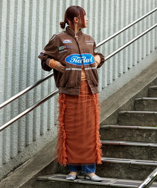 RODEO CROWNS WIDE BOWL(ロデオクラウンズワイドボウル)の「チュールフリルラインスカート(スカート・レディース・オフホワイト/ブラック/オレンジ・FREE)」の22枚目の写真