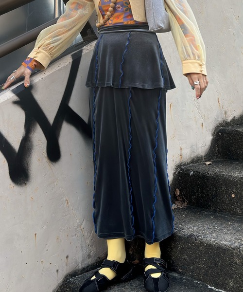 junoah(ジュノア)の「配色メロウベロアレイヤードスカート(スカート・レディース・モカ/ダークグレー/ブラック・MEDIUM/LARGE/X-LARGE)」の13枚目の写真