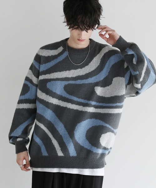 ASTRONOMY(アストロノミー)の「ASTRONOMY/Buyer's Select/マーブルモヘアライク起毛クルーニット(ニット/セーター・メンズ・イエロー/ブラック/ブルー・L/M)」の12枚目の写真