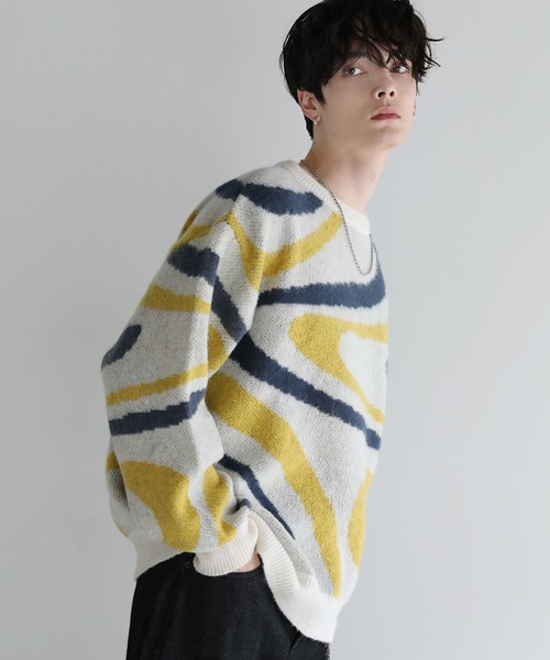 ASTRONOMY(アストロノミー)の「ASTRONOMY/Buyer's Select/マーブルモヘアライク起毛クルーニット(ニット/セーター・メンズ・イエロー/ブラック/ブルー・L/M)」の18枚目の写真