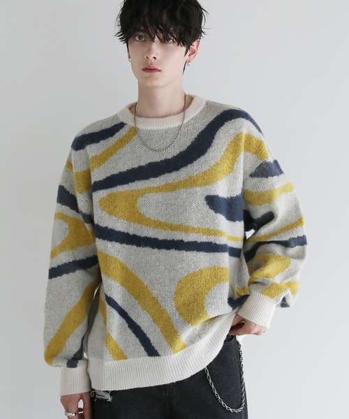 ASTRONOMY(アストロノミー)の「ASTRONOMY/Buyer's Select/マーブルモヘアライク起毛クルーニット(ニット/セーター・メンズ・イエロー/ブラック/ブルー・L/M)」の20枚目の写真