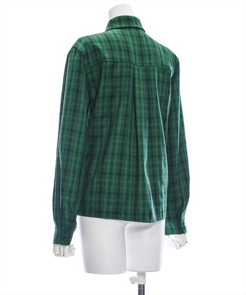 clear（クリア）の「タック入リチェック柄長袖シャツ［大人 カジュアル 着回し力抜群］≪再入荷≫（シャツ/ブラウス・レディース・ブラウン/グレー/グリーン・F）」の7枚目の写真