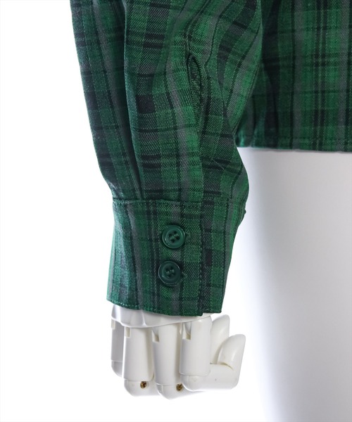 clear（クリア）の「タック入リチェック柄長袖シャツ［大人 カジュアル 着回し力抜群］≪再入荷≫（シャツ/ブラウス・レディース・ブラウン/グレー/グリーン・F）」の11枚目の写真