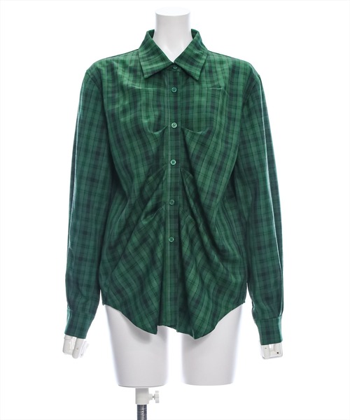 clear（クリア）の「タック入リチェック柄長袖シャツ［大人 カジュアル 着回し力抜群］≪再入荷≫（シャツ/ブラウス・レディース・ブラウン/グレー/グリーン・F）」の13枚目の写真