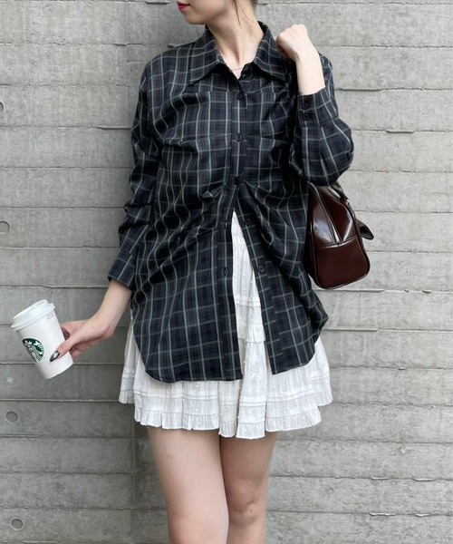 clear（クリア）の「タック入リチェック柄長袖シャツ［大人 カジュアル