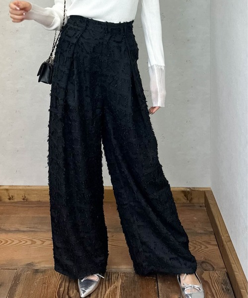 Per sist ence(パーシエンス)の「フリンジチェッククロスタックパンツ(その他パンツ・レディース・ブラック/チャコールグレー/ベージュ/ホワイト×ブラック・FREE)」の3枚目の写真