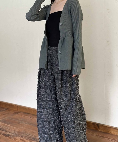 Per sist ence(パーシエンス)の「フリンジチェッククロスタックパンツ(その他パンツ・レディース・ブラック/チャコールグレー/ベージュ/ホワイト×ブラック・FREE)」の16枚目の写真