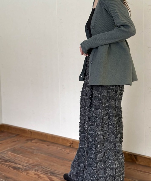 Per sist ence(パーシエンス)の「フリンジチェッククロスタックパンツ(その他パンツ・レディース・ブラック/チャコールグレー/ベージュ/ホワイト×ブラック・FREE)」の17枚目の写真