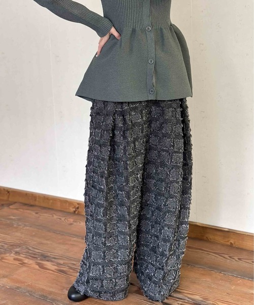Per sist ence(パーシエンス)の「フリンジチェッククロスタックパンツ(その他パンツ・レディース・ブラック/チャコールグレー/ベージュ/ホワイト×ブラック・FREE)」の18枚目の写真