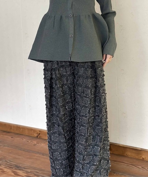Per sist ence(パーシエンス)の「フリンジチェッククロスタックパンツ(その他パンツ・レディース・ブラック/チャコールグレー/ベージュ/ホワイト×ブラック・FREE)」の20枚目の写真