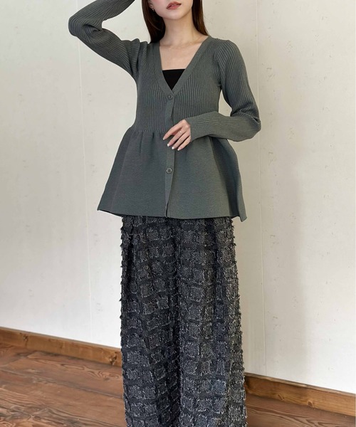 Per sist ence(パーシエンス)の「フリンジチェッククロスタックパンツ(その他パンツ・レディース・ブラック/チャコールグレー/ベージュ/ホワイト×ブラック・FREE)」の21枚目の写真