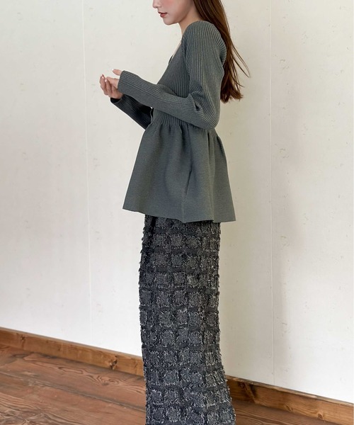 Per sist ence(パーシエンス)の「フリンジチェッククロスタックパンツ(その他パンツ・レディース・ブラック/チャコールグレー/ベージュ/ホワイト×ブラック・FREE)」の8枚目の写真