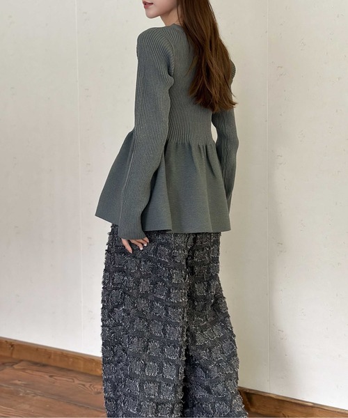 Per sist ence(パーシエンス)の「フリンジチェッククロスタックパンツ(その他パンツ・レディース・ブラック/チャコールグレー/ベージュ/ホワイト×ブラック・FREE)」の9枚目の写真