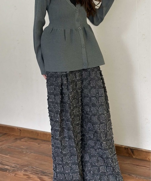 Per sist ence(パーシエンス)の「フリンジチェッククロスタックパンツ(その他パンツ・レディース・ブラック/チャコールグレー/ベージュ/ホワイト×ブラック・FREE)」の10枚目の写真