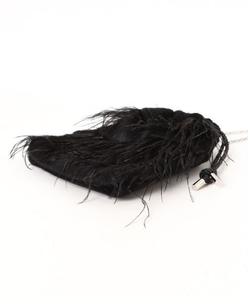 Q（キュー）の「フラッフィーフェザー巾着バッグ（クラッチバッグ・レディース・ブラック/ライトグレー・ONE SIZE）」の22枚目の写真