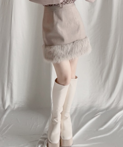 NOMAE（ノーマエ）の「裾ファー台形スカート（スカート）」 - WEAR