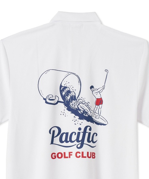 Pacific GOLF CLUB(パシフィックゴルフクラブ)の「FORE ON THE WAVES POLO SHIRT 2(ポロシャツ・メンズ・オリーブ/ホワイト・S/M/L/XL/XS/XXL)」の6枚目の写真