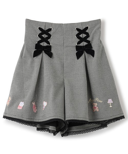 セール】クマ刺しゅうレースアップ キュロットスカート（スカート  