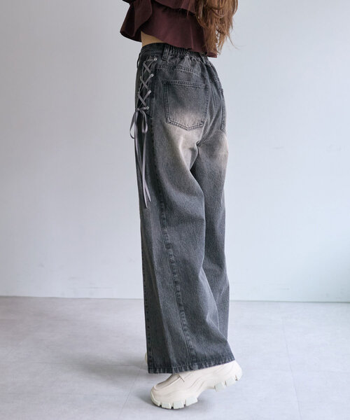 OLIVE des OLIVE（オリーブデオリーブ）の「【SMサイズ展開】サイドレースアップデニムパンツ（その他パンツ・レディース・ブラック/サックスブルー・MEDIUM/SMALL）」の10枚目の写真