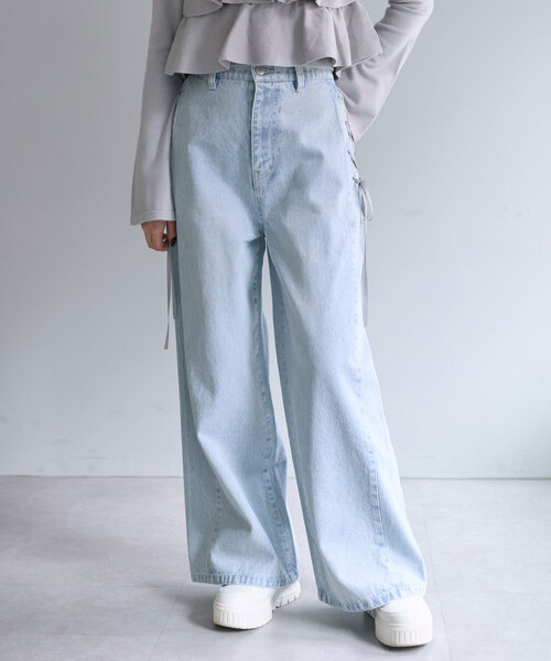 OLIVE des OLIVE（オリーブデオリーブ）の「【SMサイズ展開】サイドレースアップデニムパンツ（その他パンツ・レディース・ブラック/サックスブルー・MEDIUM/SMALL）」の16枚目の写真