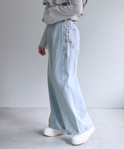OLIVE des OLIVE（オリーブデオリーブ）の「【SMサイズ展開】サイドレースアップデニムパンツ（その他パンツ・レディース・ブラック/サックスブルー・MEDIUM/SMALL）」の17枚目の写真