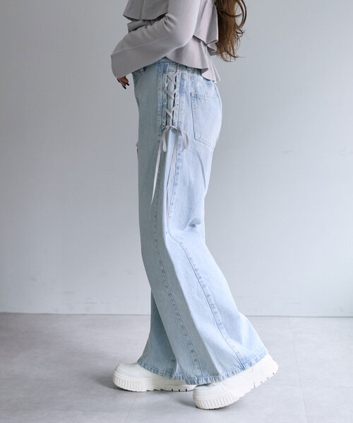OLIVE des OLIVE（オリーブデオリーブ）の「【SMサイズ展開】サイドレースアップデニムパンツ（その他パンツ・レディース・ブラック/サックスブルー・MEDIUM/SMALL）」の19枚目の写真