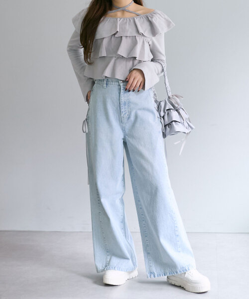 OLIVE des OLIVE（オリーブデオリーブ）の「【SMサイズ展開】サイドレースアップデニムパンツ（その他パンツ・レディース・ブラック/サックスブルー・MEDIUM/SMALL）」の22枚目の写真