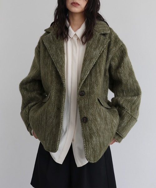 hellam(へラム)の「シャギーテーラードコート(ピーコート・レディース・チャコール/マスタード/ブラウン/杢グレー/アイボリー/カーキ/グレー・FREE)」の19枚目の写真