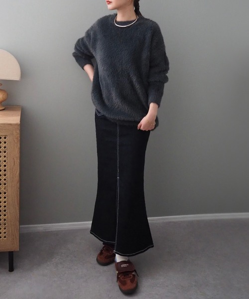 LAULEN(ローレン)の「crew neck shaggy knit /クルーネックシャギー ニット(ニット/セーター・レディース・ブラック/グレー/アイボリー・FREE)」の14枚目の写真
