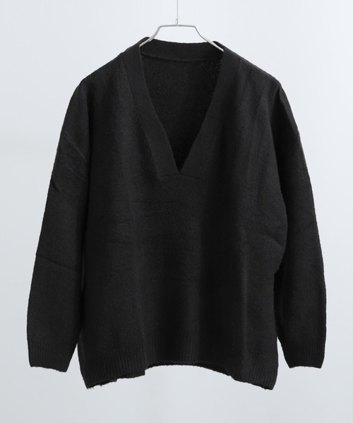 Fashion Letter(ファッションレター)の「【M-5L】深めVネック ニットプルオーバー(ニット/セーター・レディース・ブラック/ライトグレー・4L~5L/LL~3L/M~L)」の13枚目の写真