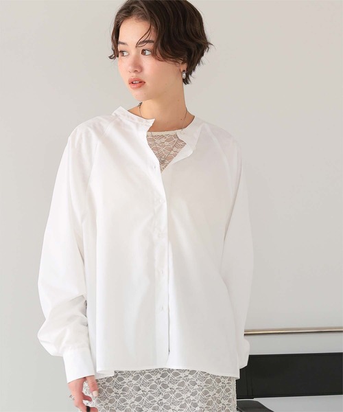 セール】バックフリルバンドカラーシャツ（シャツ/ブラウス