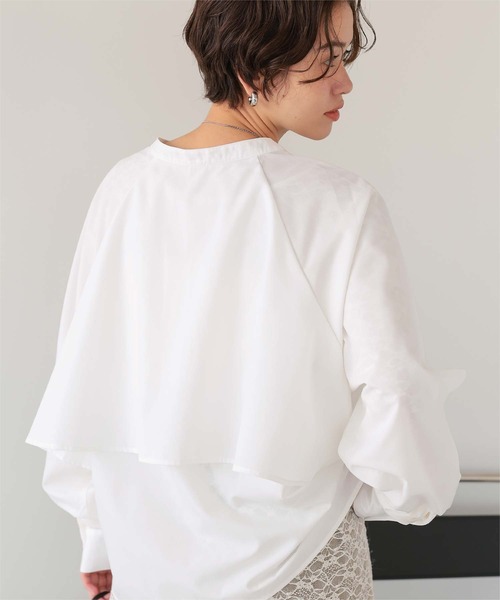 titivate(ティティベイト)の「バックフリルバンドカラーシャツ(シャツ/ブラウス・レディース・ブルー系その他/グリーン系その他/ピンク系その他/オフホワイト/ライトベージュ・S/M/L)」の12枚目の写真