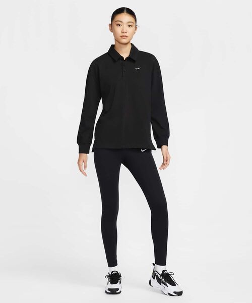 NIKE（ナイキ）の「ナイキ スポーツウェア エッセンシャル ウィメンズ オーバーサイズド ロングスリーブ ポロ / Nike Sportswear Essential Women's Oversized Long-Sleeve Polo FZ5814-010 Black（ポロシャツ・レディース・ブラック・2XL/L/M/S/XL/XS）」の7枚目の写真